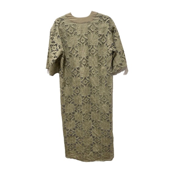 New Zara Women's Embroidered Lace Oversized Dress Kaftan Sage Green Small - Picture 8 of 8